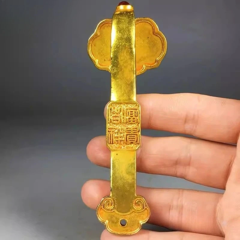 Metal Ruyi Ornament Chinese Style Auspicious Wealth Attracting Decorations Living Room and Study Decoration Crafts Miniatures
