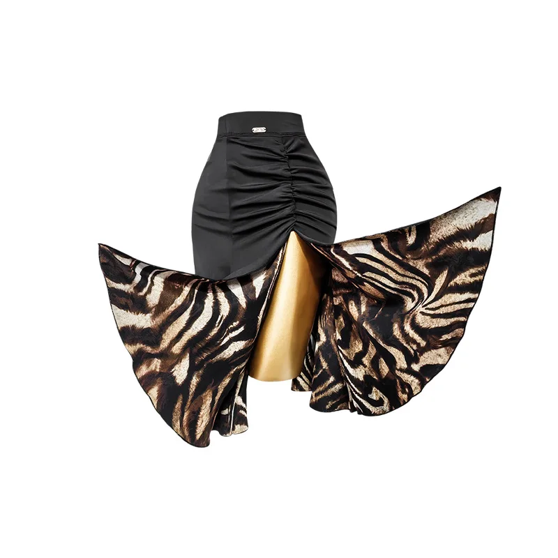 Pratique de la danse latine orm National Stand f jupe bidirectionnelle minceur fendu f jupe été Yoga Fitn vêtements