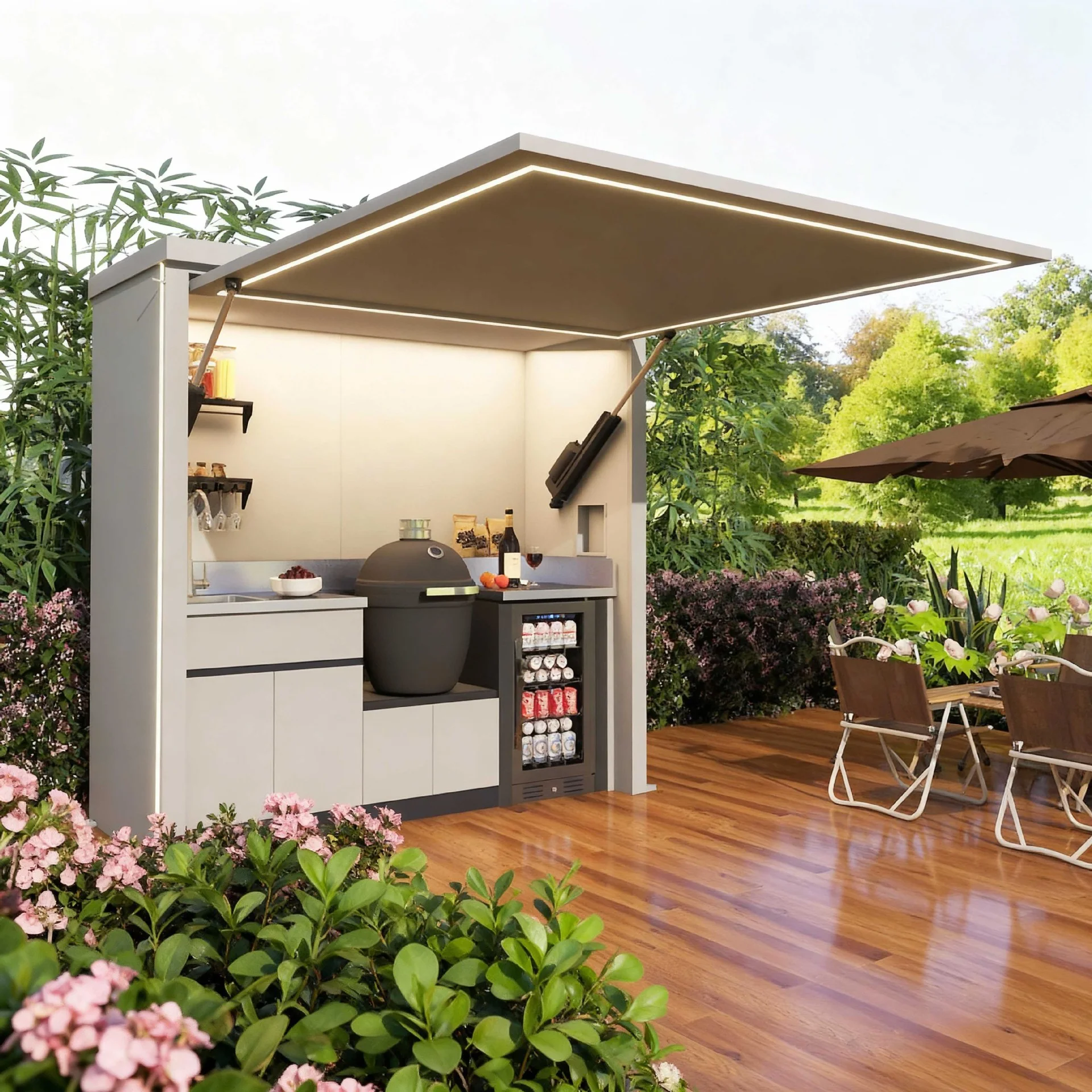 BBQ Outdoor Kitchen with Shed  Outdoor Grill Bbq Kitchen Outdoor Kitchen Islands
