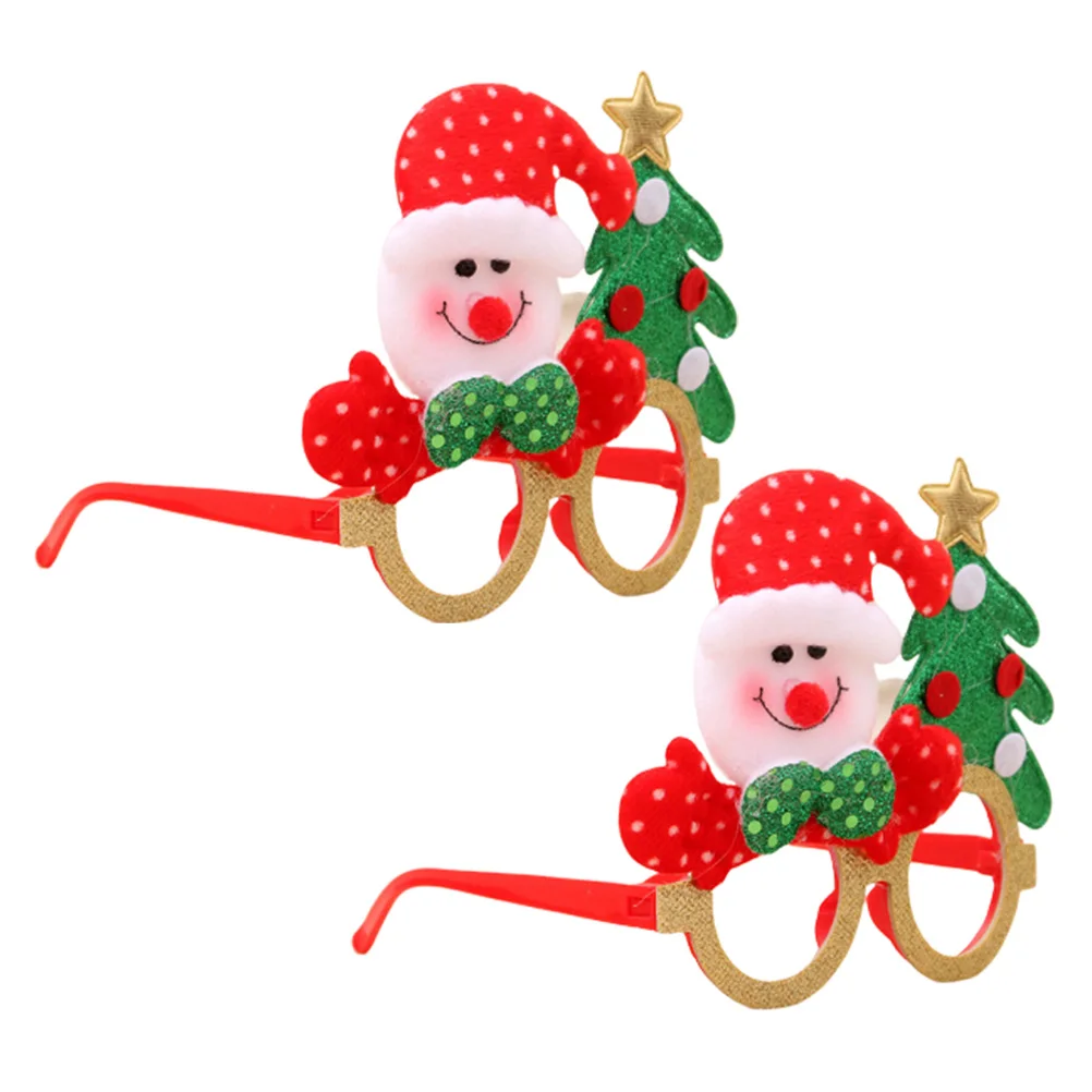 

2Pcs Snowman Glasses Adorable Lightweight Comfortable Kids Cartoon Christmas Party Sunglasses Decorations