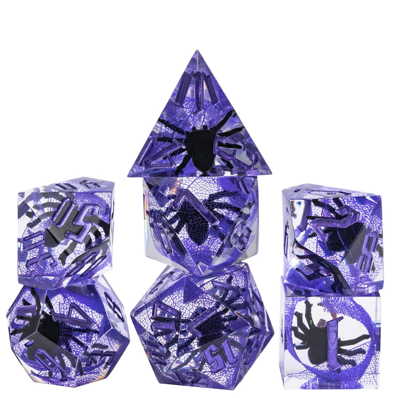 Spider DND Dices Sharp Edges D4 D6 D8 D10 D12 D20 Polyhedral Dice Set for D&D Role Playing Game Pathfinder Gift Board Games