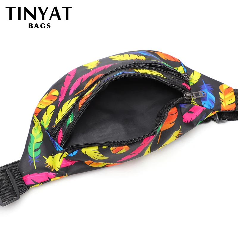 TINYAT Print Woman\'s Waist Bag Pack Purse Phone Money Shoulder Belt Bag Pouch Travel Fanny Banana Bag For Men Fashion Handbags