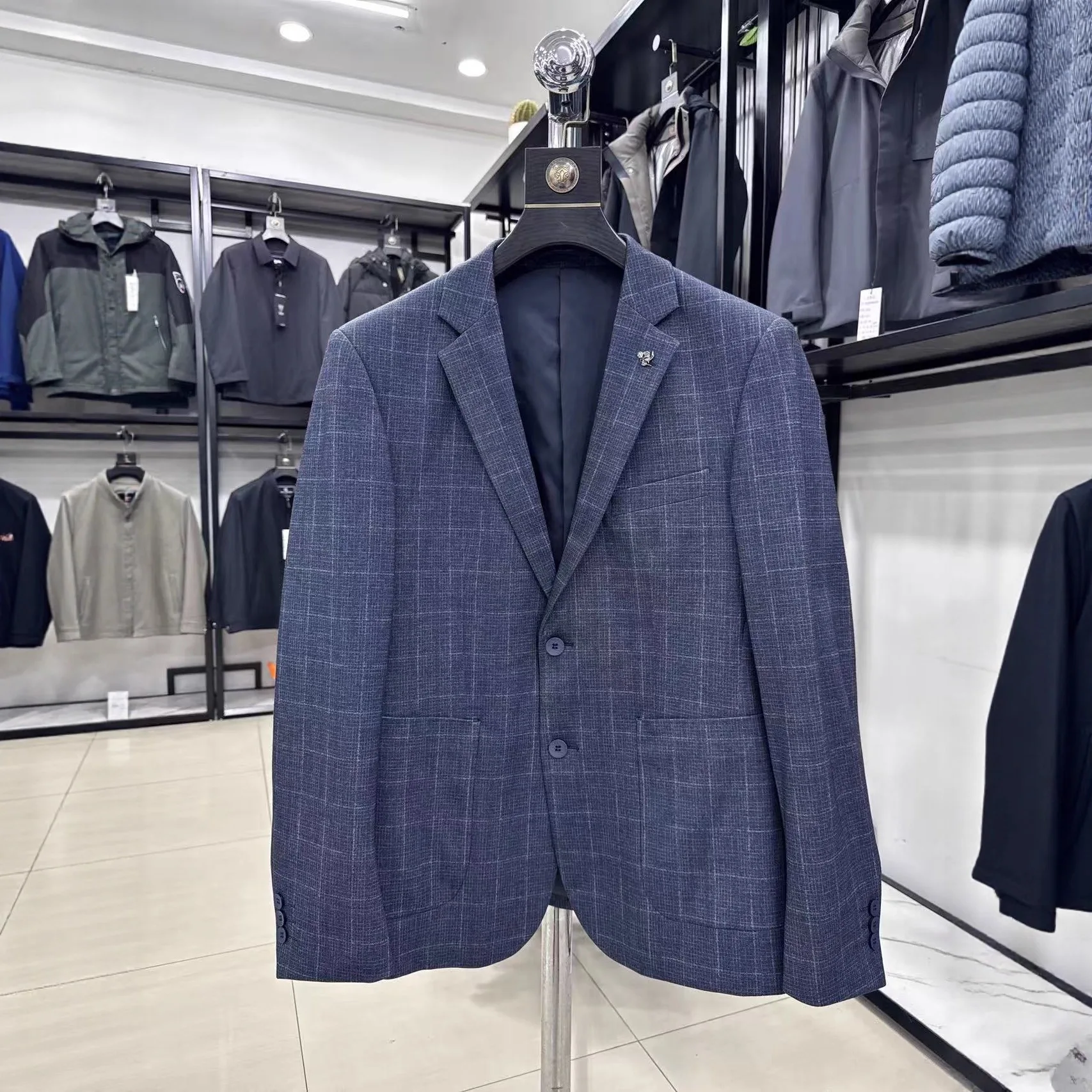 

High Elastici Casual Easy to Maintain Spring New Sle Slim Fit Plaid Suit Jaet Y023A Faion Urban Men's Western Wear