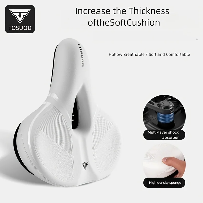 TOSUOD Wide Bike Seat Cushion Comfortable Bicycle Saddle Dual Shock Absorption Memory Cycling Foam Padding Saddle