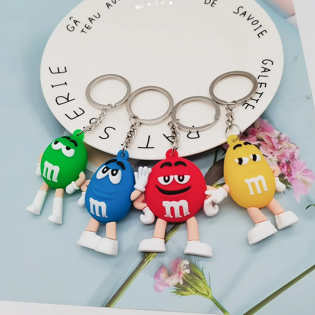 Creative M Bean Doll Keychain Cartoon Character Free Shipping Creative Gift Action Figure Car Keychain DIY Jewelry