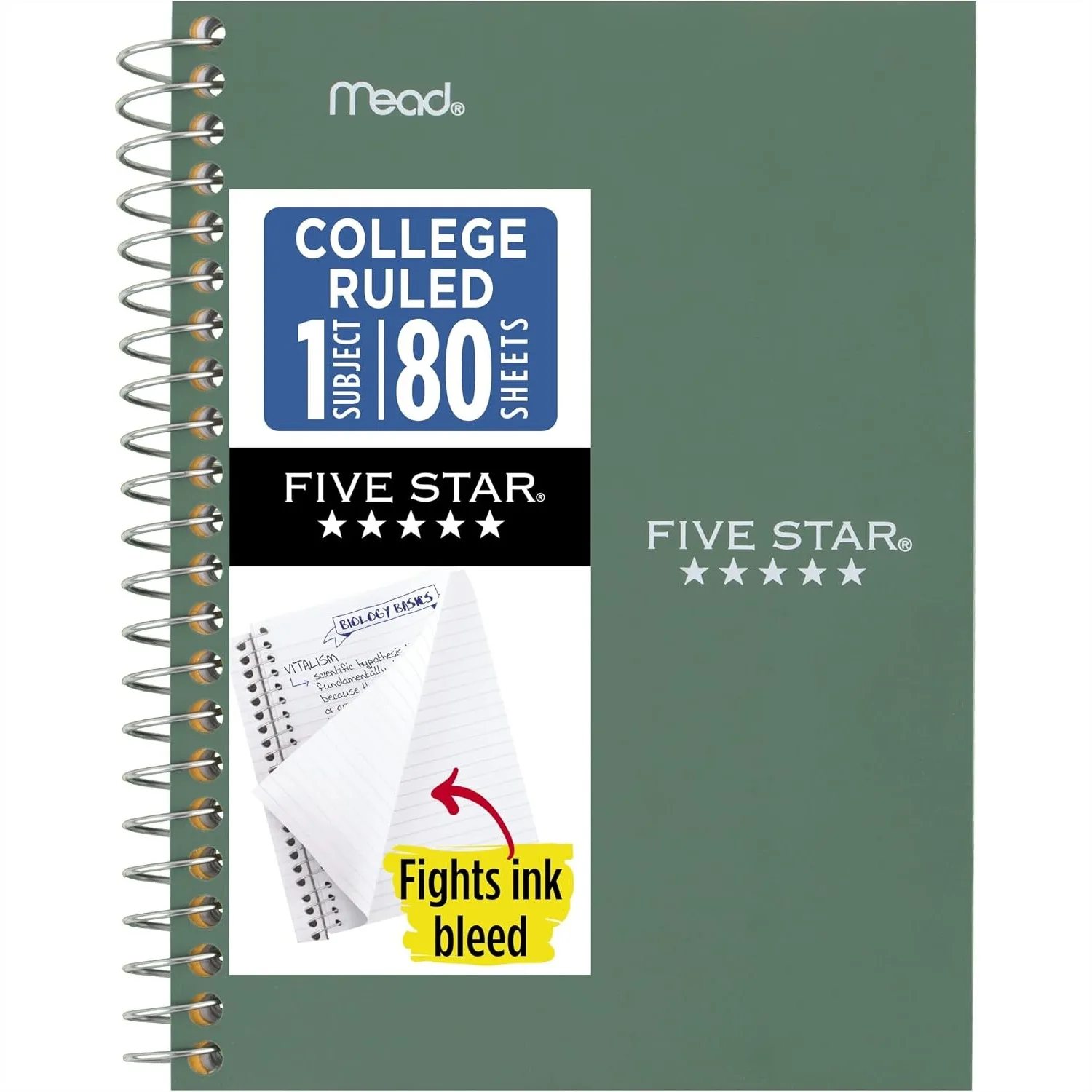 Spiral Notebook 1 Subject College Ruled, 80 Sheets Personal Size 4-3/8