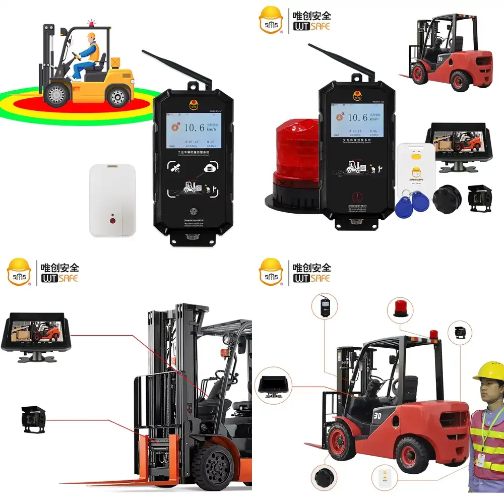 Factory Large Vehicle Truck Forklift with Speed Control Radar Tag Proximity Warning System Camera Display Screen GSM Network