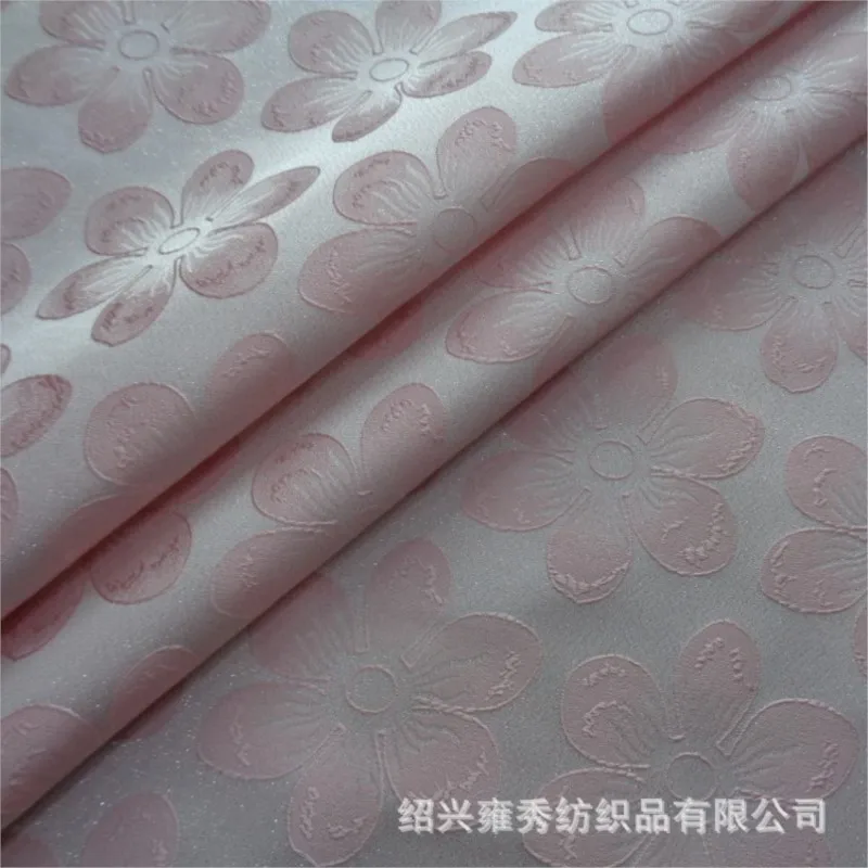 

Pink flower jacquard fabric metal wire silver fine women's dress