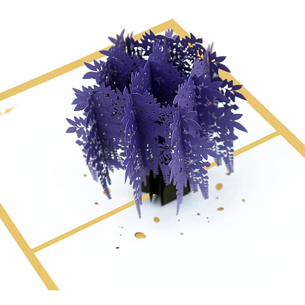

3D Wisteria Greeting Card Eco Friendly Odorless Paper Creative Blessing Festival Flower Design Stereo Foldable Surprise
