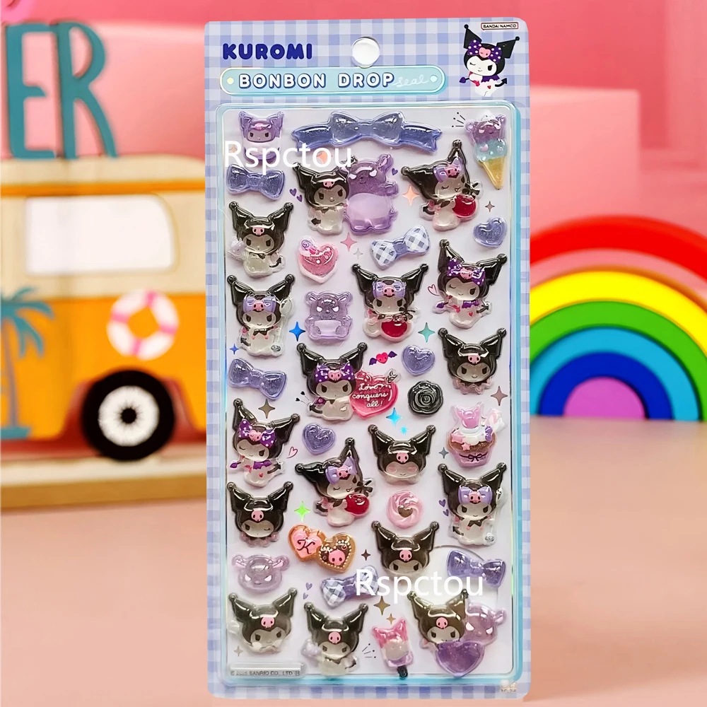Kawaii سانريو الكرتون الإغاثة ملصقات سينامورول كورومي بوم بوم بورين ميلودي هلام كريستال ملصق لطيف الديكور الشارات الهدايا