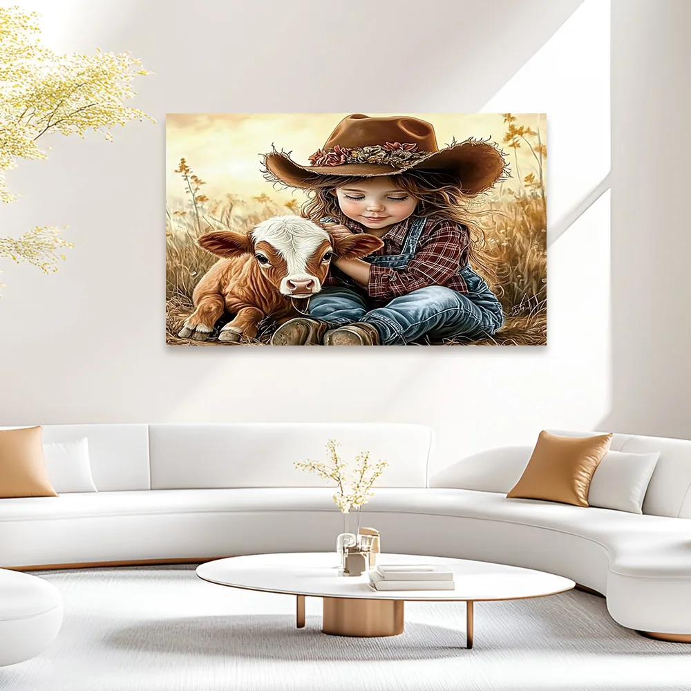 

1pcs Cow Yu little girl_ai2 Suitable for home room living room bedroom, perfect for holiday party decoration background