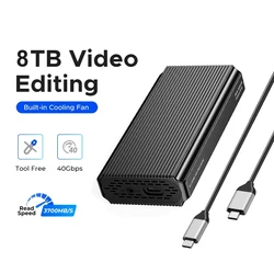 USB 4.0 40Gbps M.2 NVMe SSD Enclosure Compatible with Thunderbolt 4/3 USB 3.2/3.1/3.0 ASM2464 External Hard Drive Case for PC