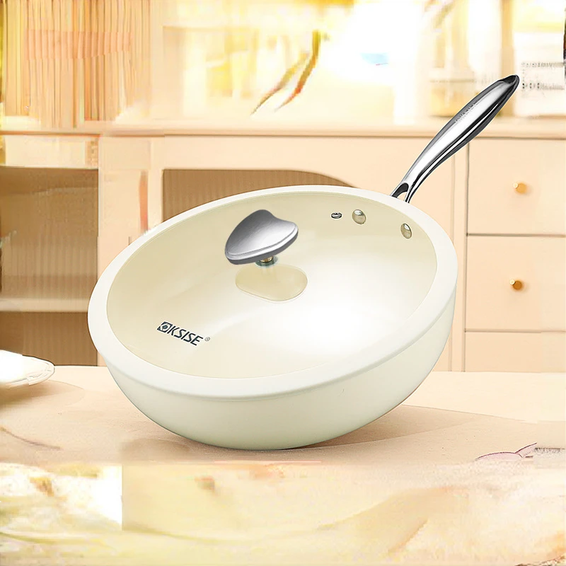 

Cobblestone Ceramic Glaze Non Stick Frying Pan Nano Stir Fried Vegetable Pot Modern Minimalism Multifunctional Cookware Wok Pan