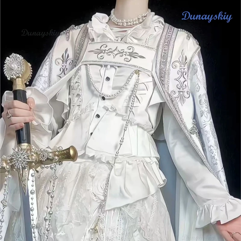

2026 Original Ouji Jirai kei Lolita Long Dress Cape Gothic Outfits Rococo Queen Prince Style Halloween Cosplay Costume Men Women