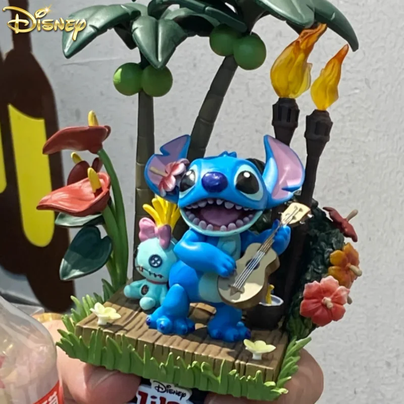 New Disney 11-18cm Lilo & Stitch Scrump Figure Dolls And Holiday Time D-select 004 Pvc Cartoon Decoration Model Toys Gifts