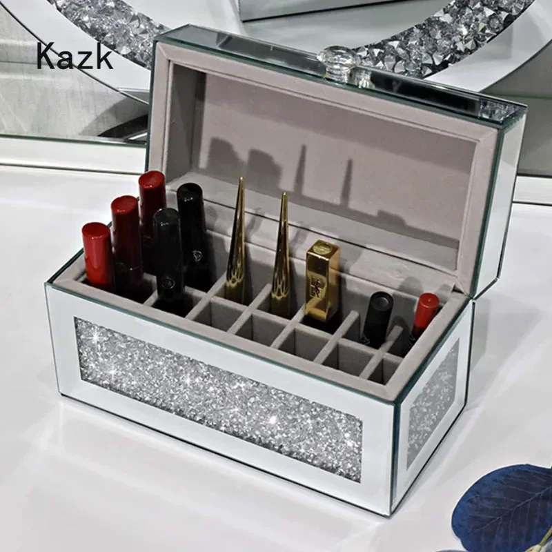 صندوق تخزين أحمر الشفاه الفاخر الخفيف الراقية لسطح المكتب المنزلي والغبار ومضاد للشفاه وحاويات تخزين عسل الشفاه صندوق منظم للمكياج