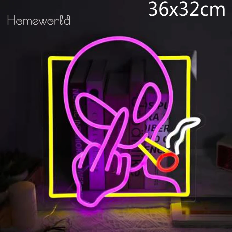 Alien LED Neon light Sign USB powerd dimmable suitable for game room bedroom Bar Club Unique Funny Stylish Decor