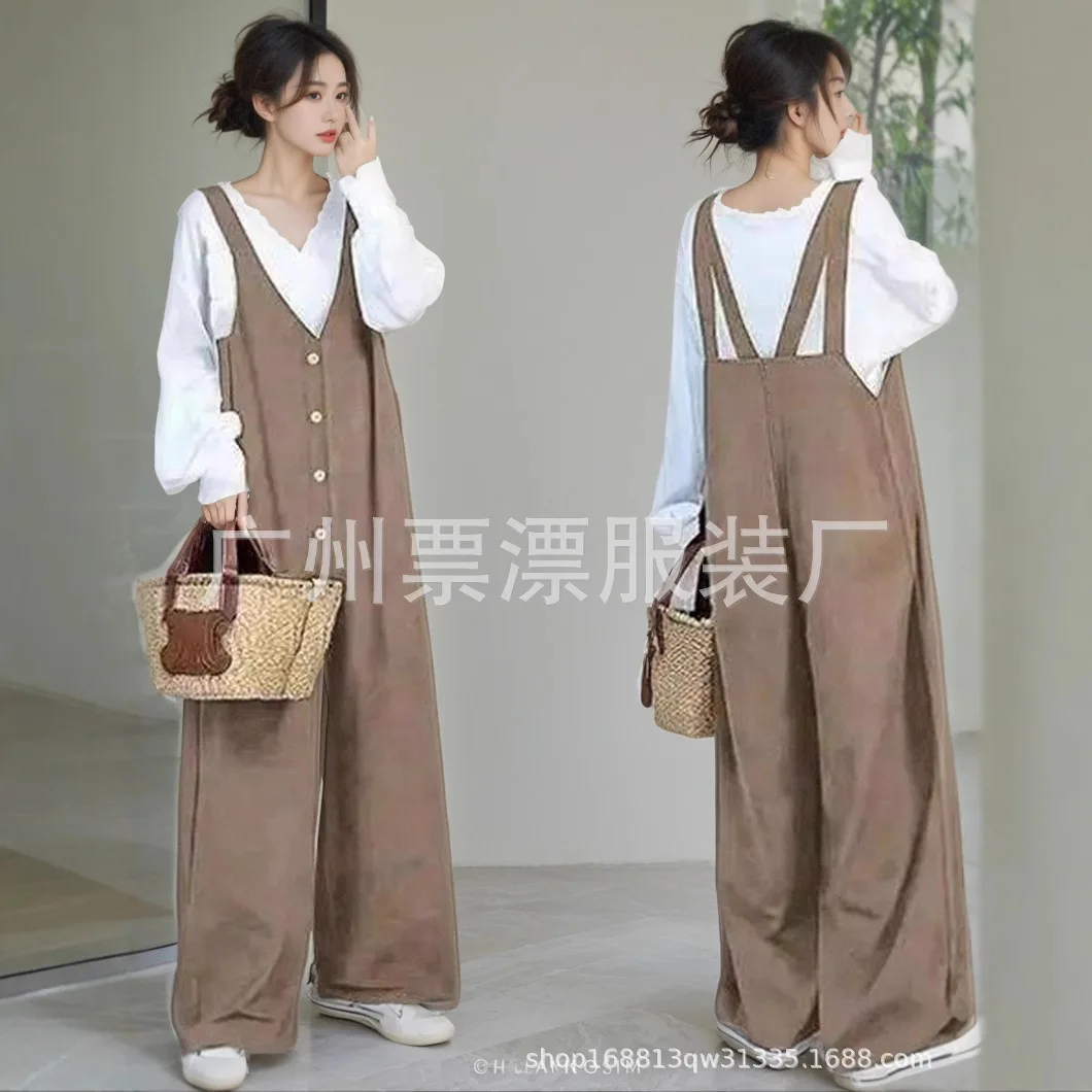 Overall Lady Cloth Run! New V-neck Loose Random Multifunctional Overall Straight Leg Pants. Birthday Dress Midi Lace Clothing Ve