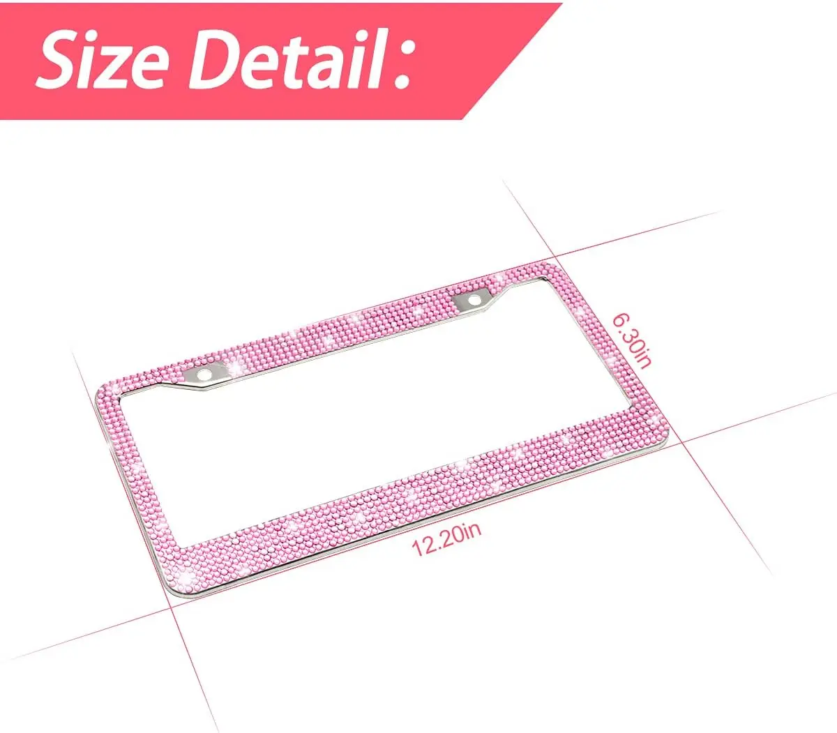 

Bling Car License Plate Frame, Handcrafted Crystal Stainless Steel License Plate Frame, Sparkly, Durable, Universal Fit