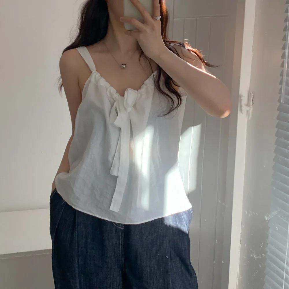 

Sweet Knot Drawstring Women's Top Fashionable Versatile Summer 2026 Korean Style Breathable Short Sleeve V-Neck