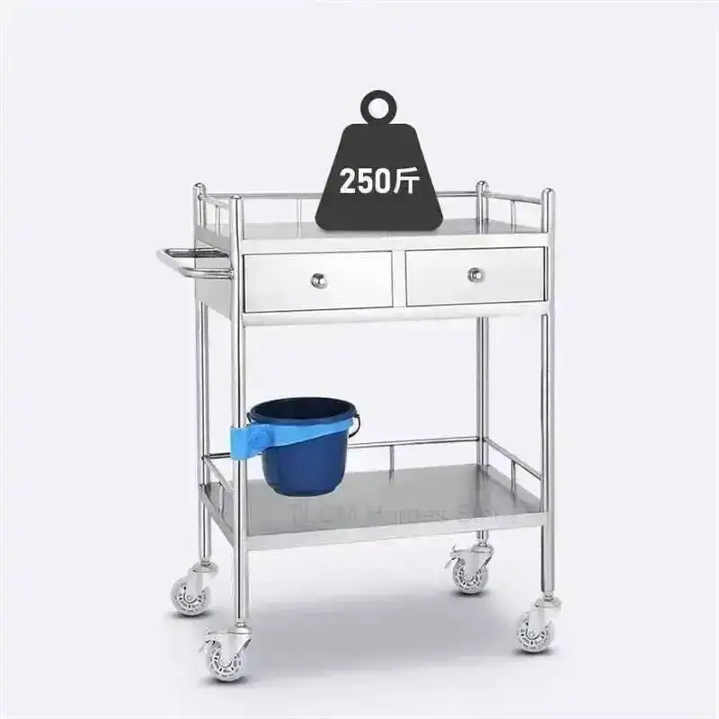 Beauty Trolley Rack Thickened Medical Stainless Steel Surgical Instrument Trolley Instrument Table Nurse Dressing Small Cart M