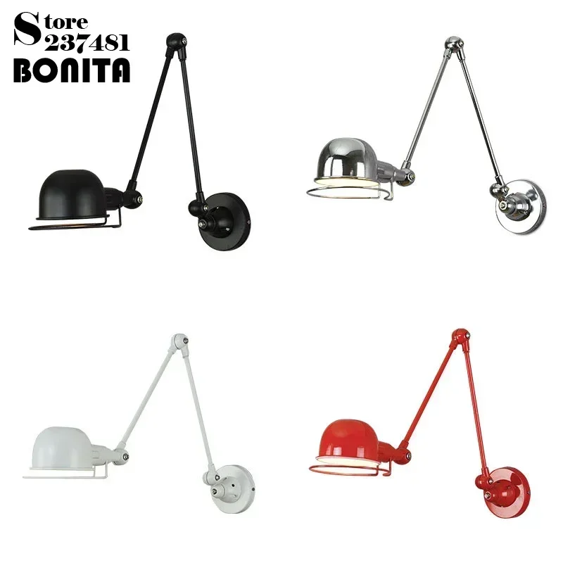 American Metal Telescopic Retro Wall Sconce in The Bedroom Industrial Style Home Decor Foldable Long Arm Wall Lamp Bedside Light