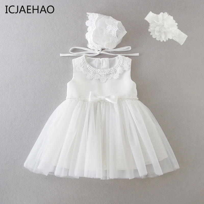 

ICJAEHAO New Baby Girl Baptism Dresses Birthday Wedding for Newborn 1-3Y Toddler Christening Gowns Children's Clothes Summer