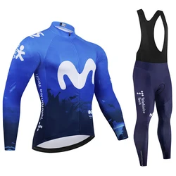 Movistar Summer Pro Team Autumn Long Sleeve Cycling Jersey Set Ropa Ciclismo Men Bicycle Clothing MTB Bike Sprotswear Uniform