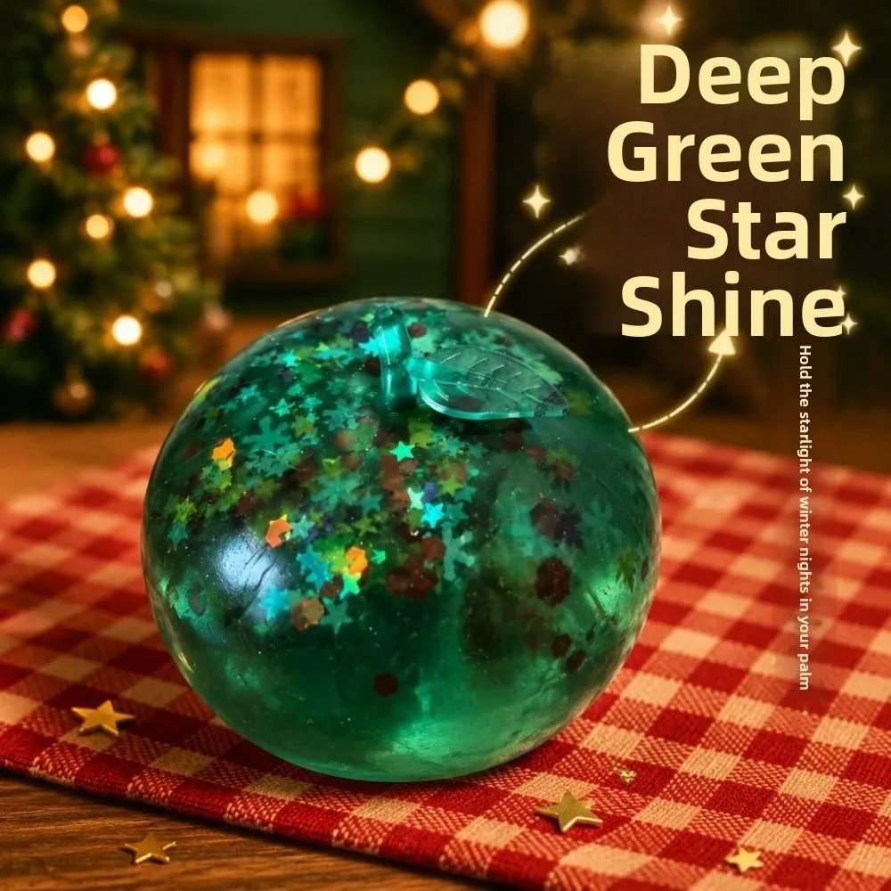 Soft TPR Christmas Snowflake Squeeze Kneading Glitter Sequins Fruits Squishy Transparent TPR Snowflake Sequins Pinch Le Party