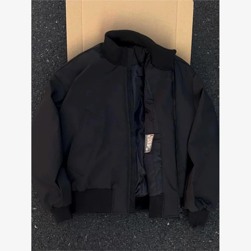 Bla Thiened Cotone imbottito Jaet Colletto alla coreana Baseball Sle Flng Clip Cappotto invernale da uomo High-End Feel Loose Fit Nessun marchio