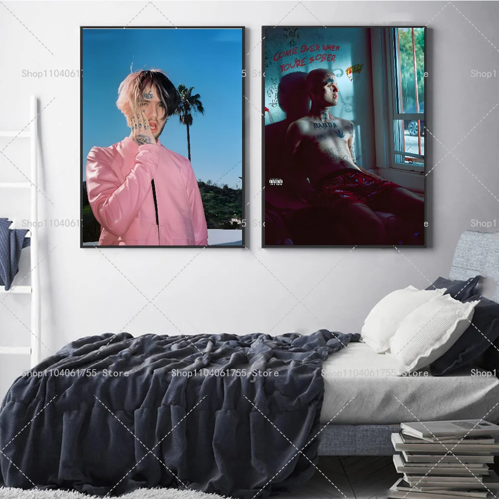 1PC Rapper Lil Peep Poster Self-adhesive Art Waterproof Paper Sticker Coffee House Bar Room Wall Decor