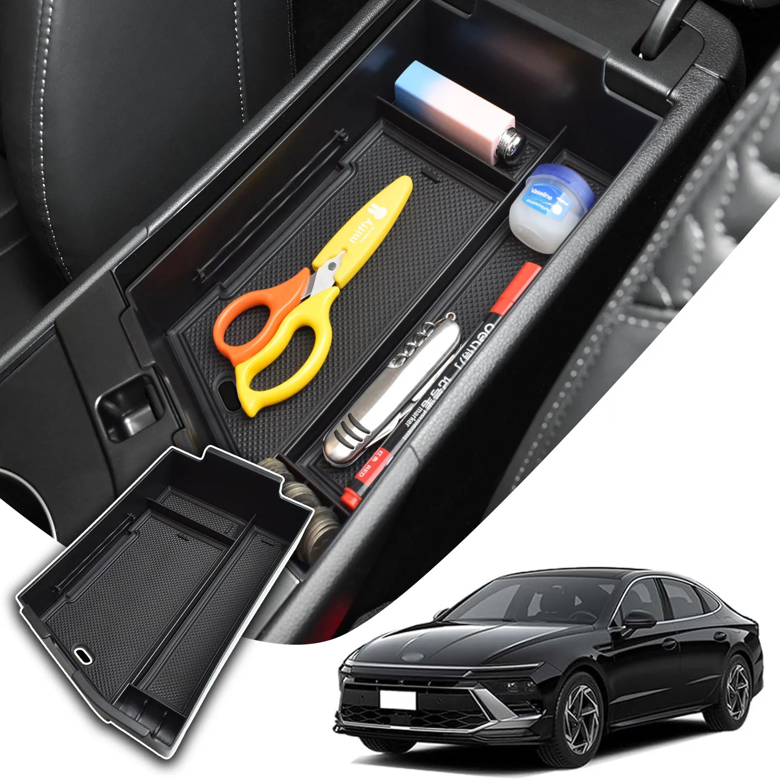 

Center Console Organizer For 2024 Hyundai Sonata Armrest Box Storage Secondary Coin Car Center Console Tray Car ABS Accessories