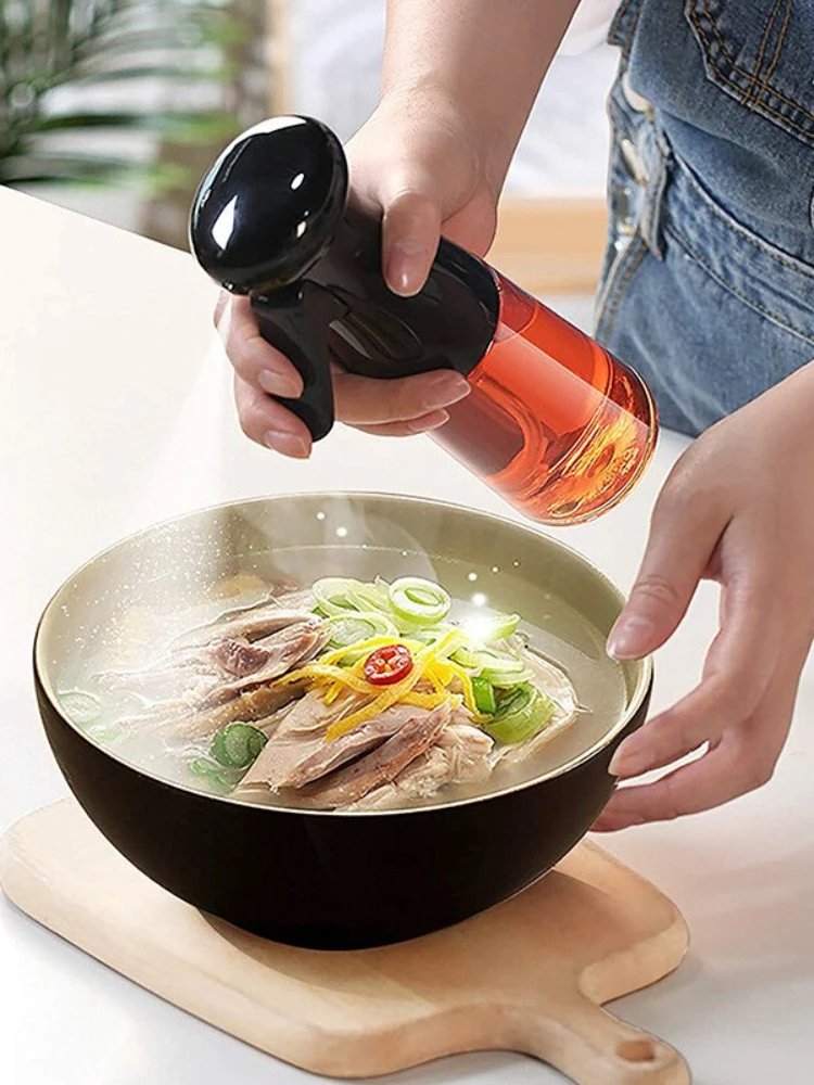 Bouteille d'huile de cuisine noire vaporisateur d'huile de cuisson 200ml vaporisateur pneumatique bouteille en plastique Fitness Barbecue vaporisateur distributeur d'huile