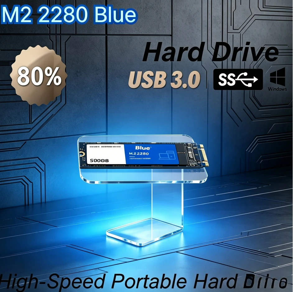 

[Brand+] Original M2 2280 Blue SSD High Speed Read Solid State Drive Large Capacity Storage Disk For Laptop Desktop PC Notebook