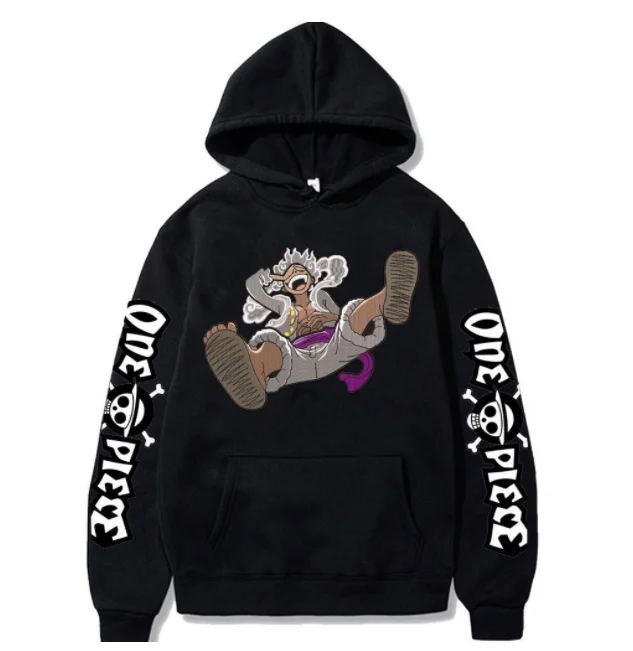 2023 New Gear Fifth Luffy Printed Anime Hoodies Sun God Graphic 90s Pullover Casual Streetwear Unisex Autumn & Winter Clothing