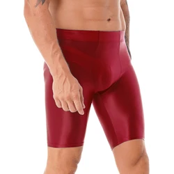 Pantaloncini corti da nuoto da uomo in esecuzione pantaloncini tinta unita lucidi pantaloni pantaloncini da bagno corti Homme Gym elastico in vita