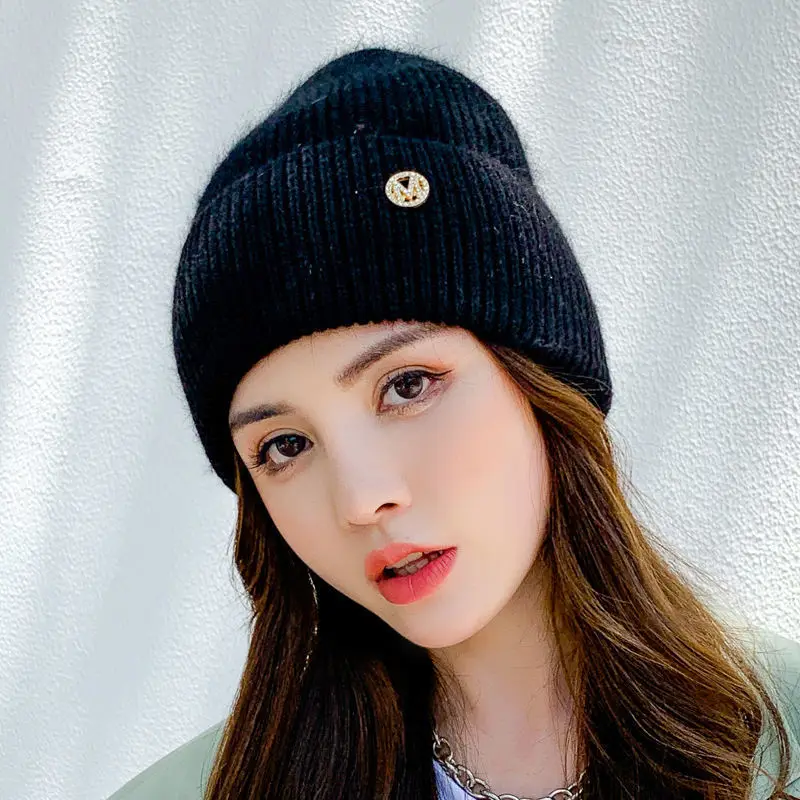 Herbst und Winter M Standard Kaninchenfell warme Plüsch dicke Strickmütze koreanische Version Paar Baumwollmütze sagt weich und bequem