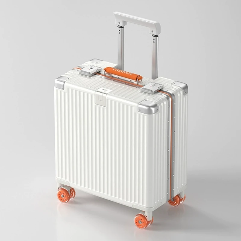 

18-дюймовый чемодан для ручной клади с красочными вращающимися колесами, алюминиевая рама, дорожный посадочный багаж на колесиках, высококачественный материал ПК