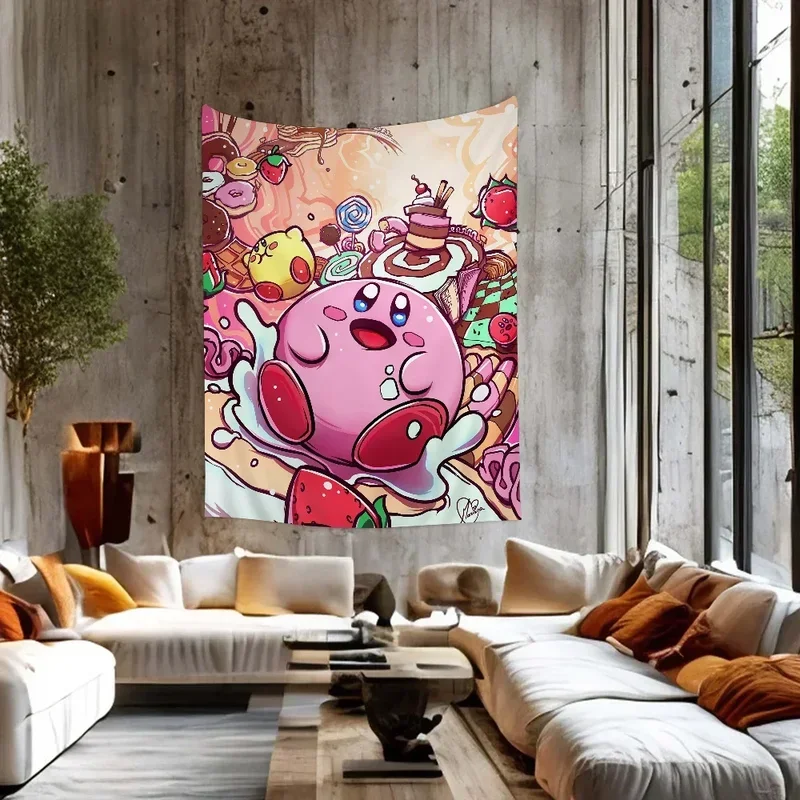 Cartoon Cute K-Kirby Tapestry Printed Large Wall Tapestry Art Science Fiction Room Home Decor Decor Blanket # 0@