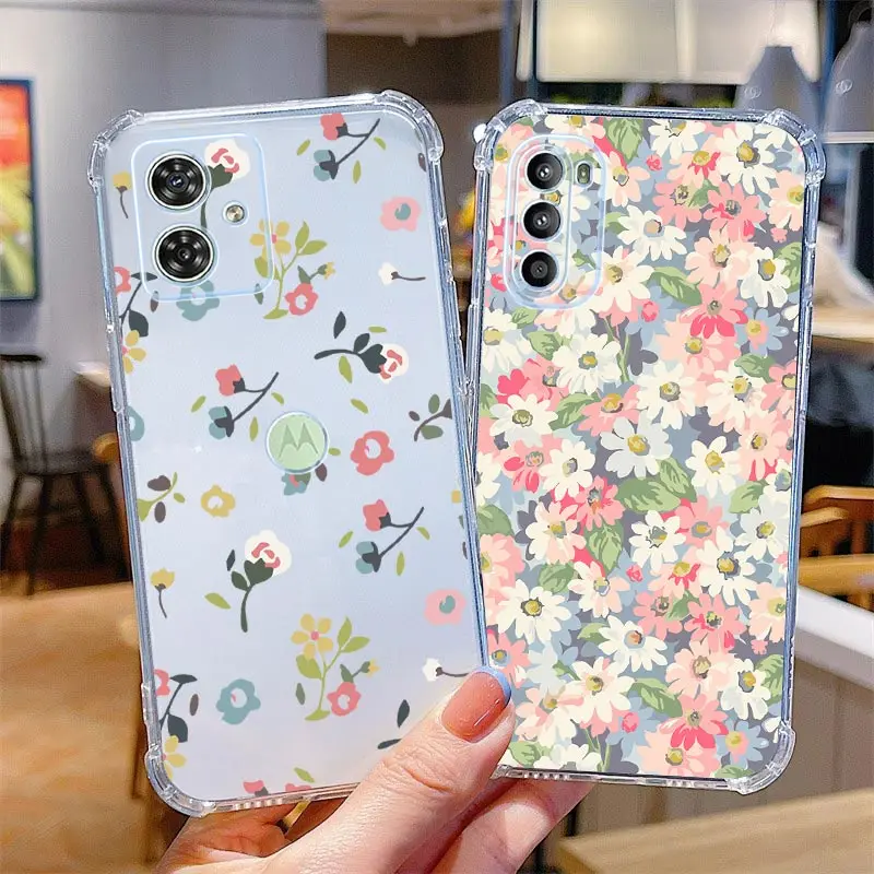 G54 Showy Flowers Przezroczyste etui na telefon do Motorola Moto G54 G42 G24 G53 G20 G30 G84 G52 G82 G8 G73 G72 G32 G9 G14 G13 Cover