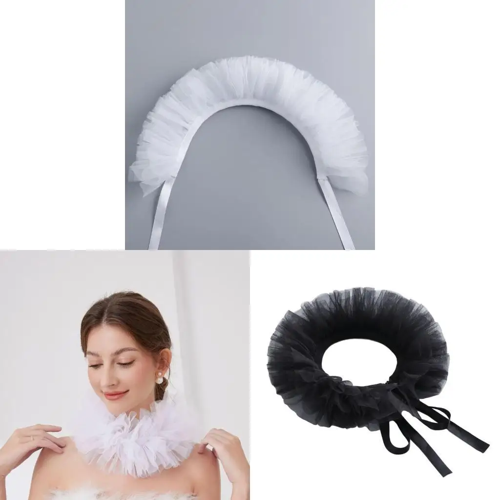 

Многофункциональный воротник жабо, кружевной воротник с рюшами для маскарадов, вечеринок, костюм для косплея, галстук, воротник