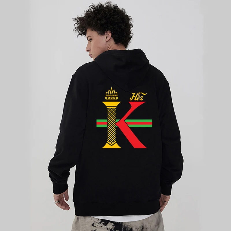 Fashion Brand Matching Couples Sweatshirt His Queen Her King Graphic Women Sweater Long Sleeve Crown Print Couples Hoody Outfit