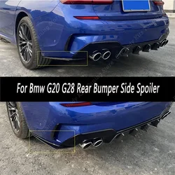 For Bmw G20 3 Series G28 Rear Bumper Lip Splitter Diffuser Lip Spoiler Winglets Side Skirt Extensions  2020- 2022 Glossy Black