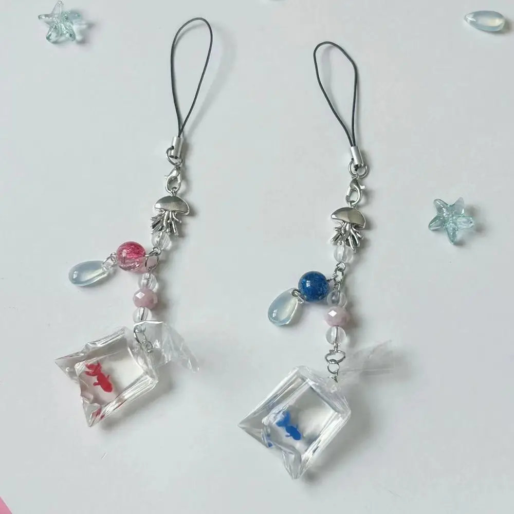 

Phone Case Sweet Y2K Fish Phone Chain Phone Charm Pendant Cell Phone Strap Beaded Cute Mobile Lanyard Bag Keychain