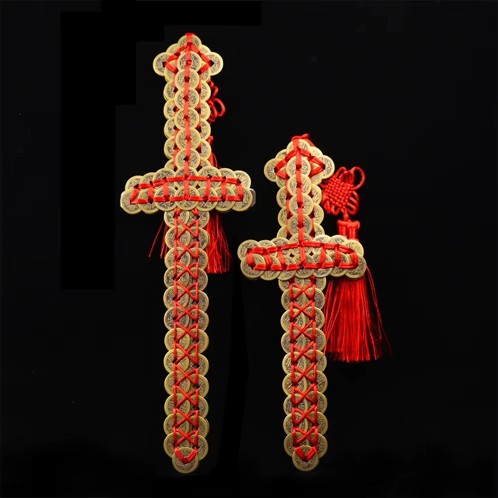 Feng Shui Brass Coin Sword Ornaments Home Furnishing Decorations Furnishing Copper Sword Chinese Tradit Ornaments Handicraft