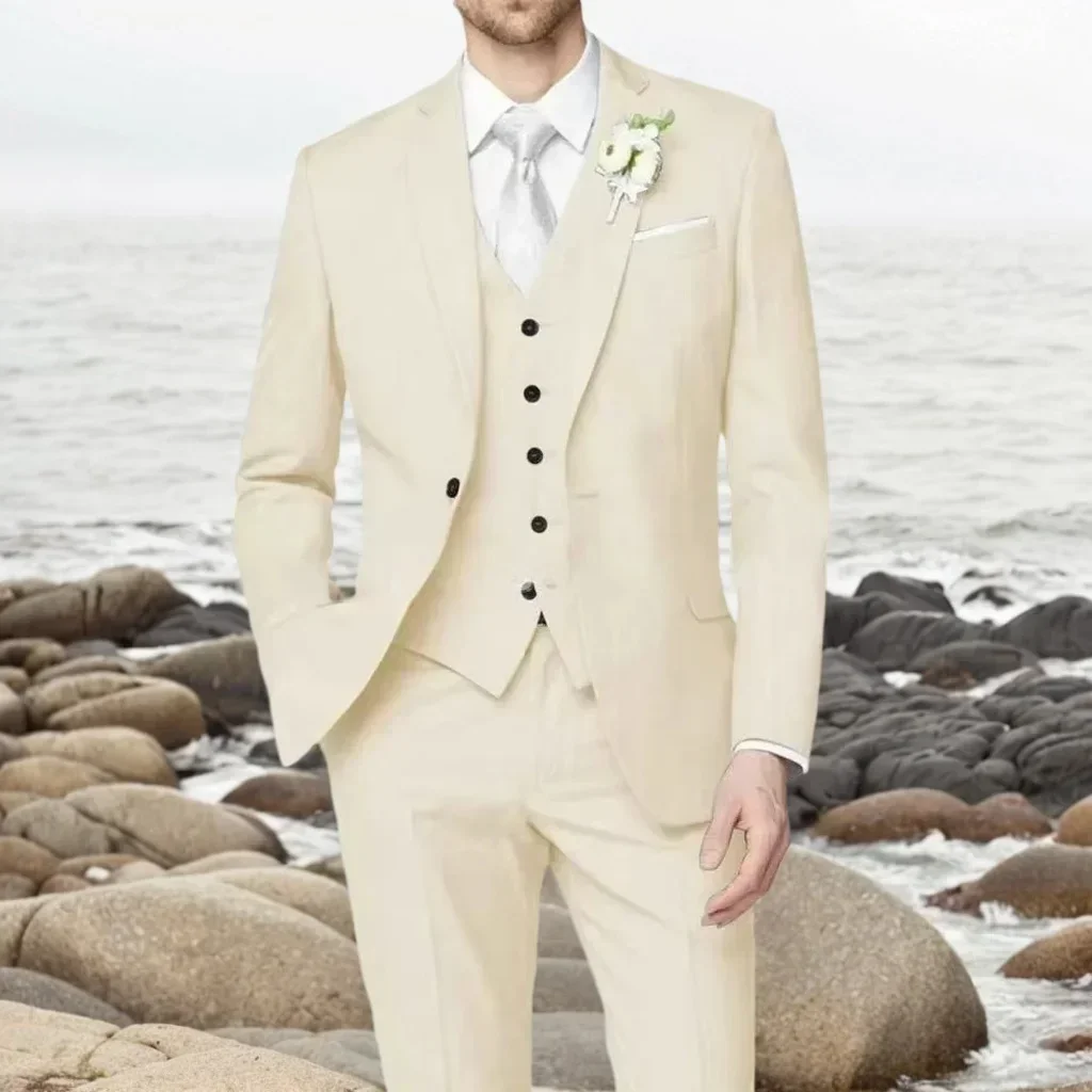 

Men's Slim Fit Formal Suit, Blazer, Vest, Pant Set, Elegant Tuxedo, Wedding Dresses, Party, 3 Pcs