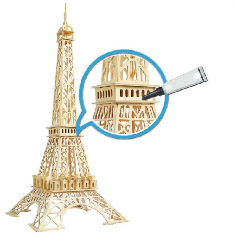 Wooden 3d Puzzle Model Kit Toy Creative Wooden Designer Constructor Eiffel Tower Assembled Model Educational Toys For Children