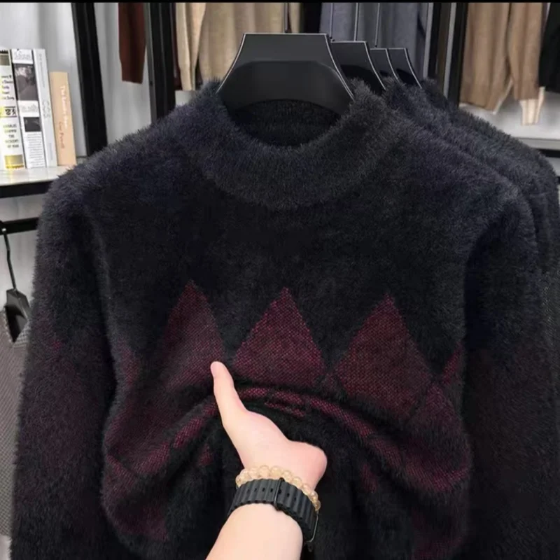 

Зимние Лидер продаж, Новое поступление, мужской утепленный пуловер с круглым вырезом, свитер, оригинальный бренд, цветные блоки, морозостойкая теплая повседневная мужская одежда