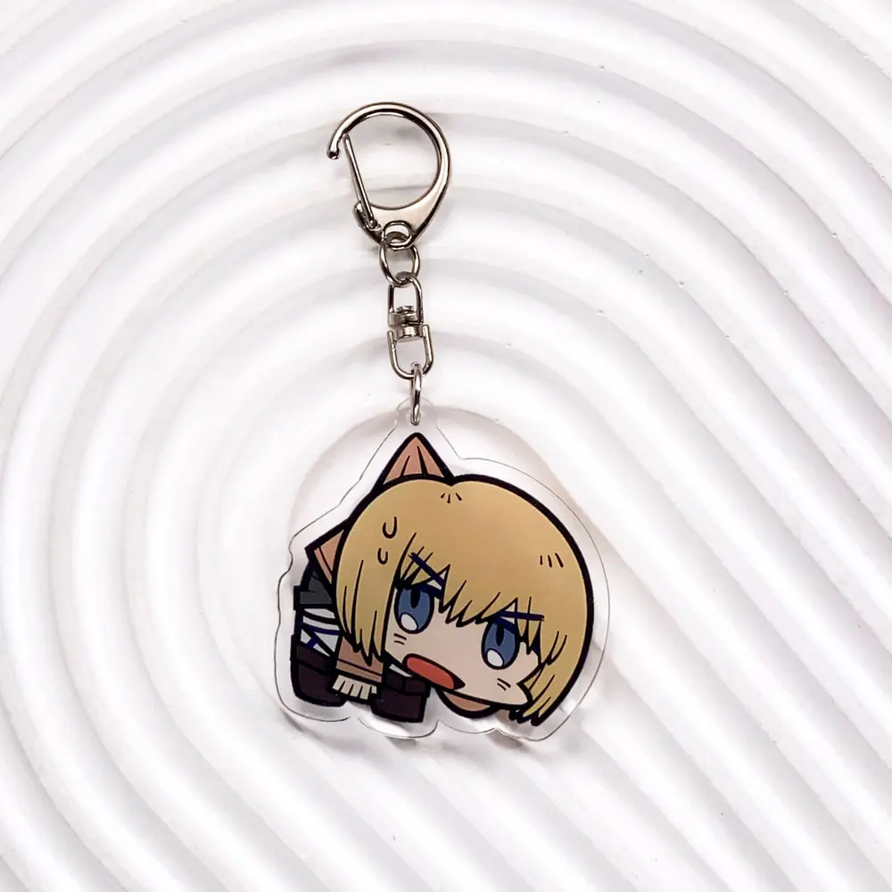 شخصيات أنيمي هجوم على تيتان الاكريليك سيارة المفاتيح اكسسوارات Kawaii حقيبة سحرية على ظهره قلادة كيرينغ هدايا للأصدقاء #3