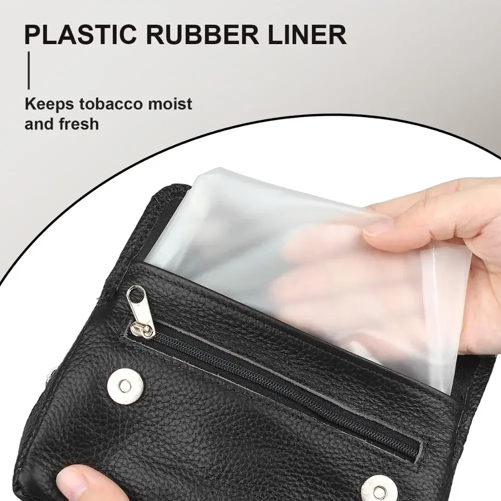 Black Brown Leather Tobacco Bag Pipe Pouch Case Smoking Bag For 2 Pipes Tamper Filter Tool Cleaner Preserve Freshness